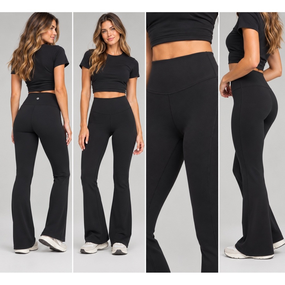Lululemon Groove Super High Rise Flared Pants Black Nulu Size 12 W5FG2S Leggings